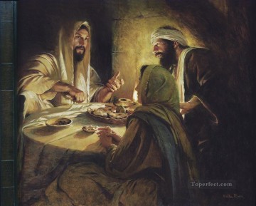 Cristo en Emaús Jesús cristiano católico Pinturas al óleo